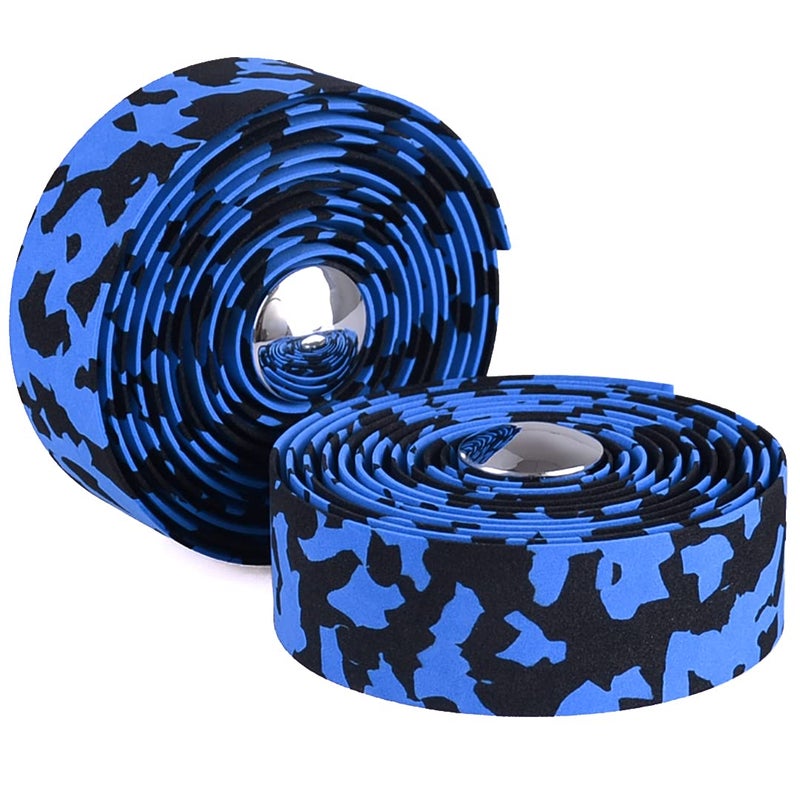 KINGOU Black & Blue Camouflage EVA Road Bike Handlebar Tape Bar Wraps - 2PCS Per Set - Image 1
